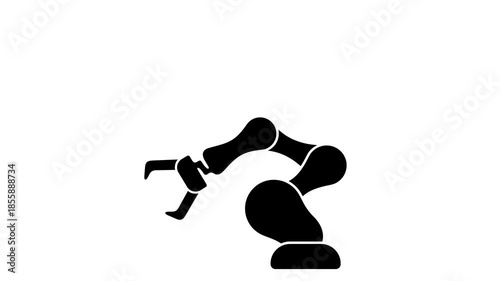 Robotic arm, robot manipulator, industrial and mechanical arm, graphic animation. Alpha channel. Transparent background motion design. 4K resolution