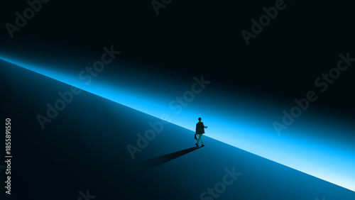 Obraz na płótnie Abstract business design with person walking along illuminated path