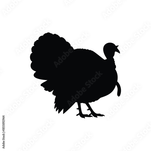 Wild turkey silhouette vector flat illustration design.