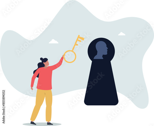 Unlock true potential or motivation to set new mindset, key to success or career achievement, learning or imagination concept.life and employment of people.