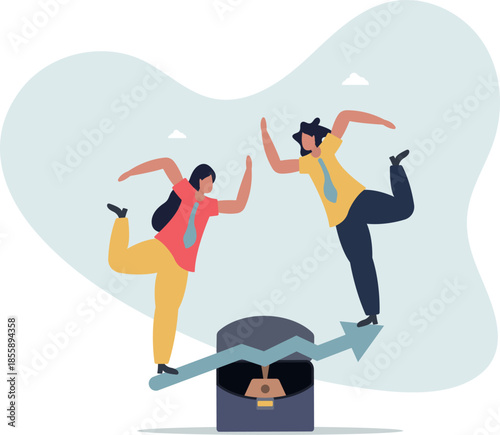 Investment stock market volatility, financial asset value going up and down or profit growth rising up concept.life and employment of people.