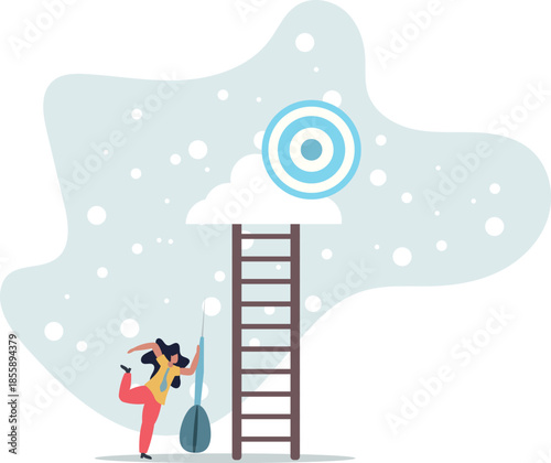 Dream big aim high, ambition and challenge to success in business, motivation to achieve big goal or target,life and employment of people.