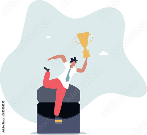 Big success or achievement, winning large business scale or challenge and effort to win award concept.life and employment of people.