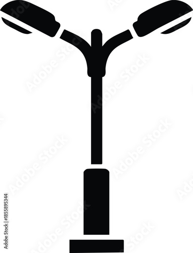 Streetlight Silhouette, Urban Lighting Graphic, Two-Way Street Lamp Vector, Public Lighting Symbol, silhouette, illustration, vector