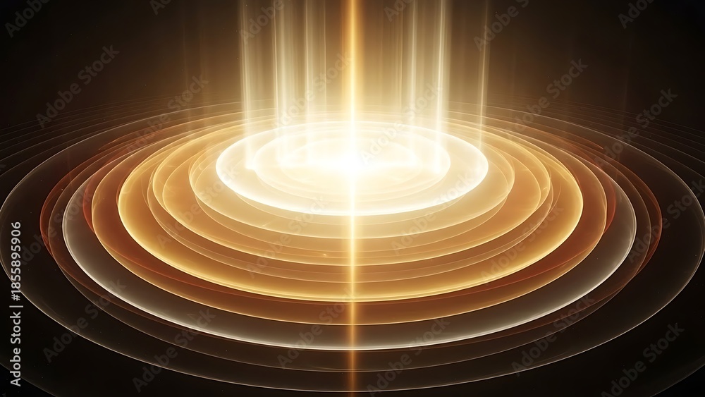 Fototapeta premium Vibrant golden light radiating from concentric circles