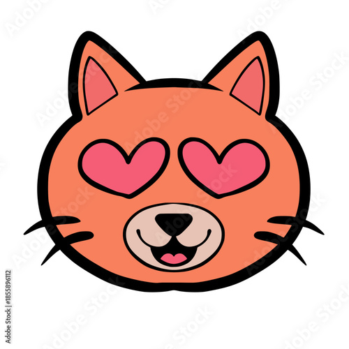 Cute cat illustration, vector cat, orange cat, cute animals, love sign
