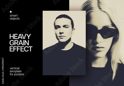 Heavy Grain Poster Photo Effect Mockup