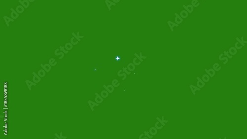 Twinkle star sparkle glitter glowing animation white cartoon flat vector doodles blinking light trails shining effect on chroma key green screen 4K loop video