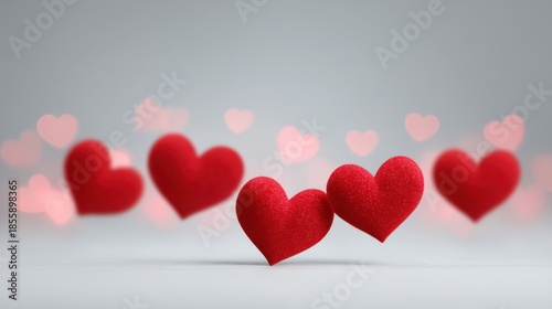 Elegant Red Heart Decorations with Bokeh Lights for Valentines Day Celebration