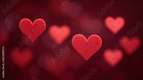 Elegant Red Hearts on Bokeh Background for Romantic Celebrations and Special Occasions Like Valentine's Day