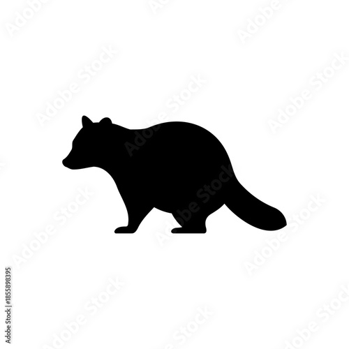 Raccoon silhouette vector flat illustration design.