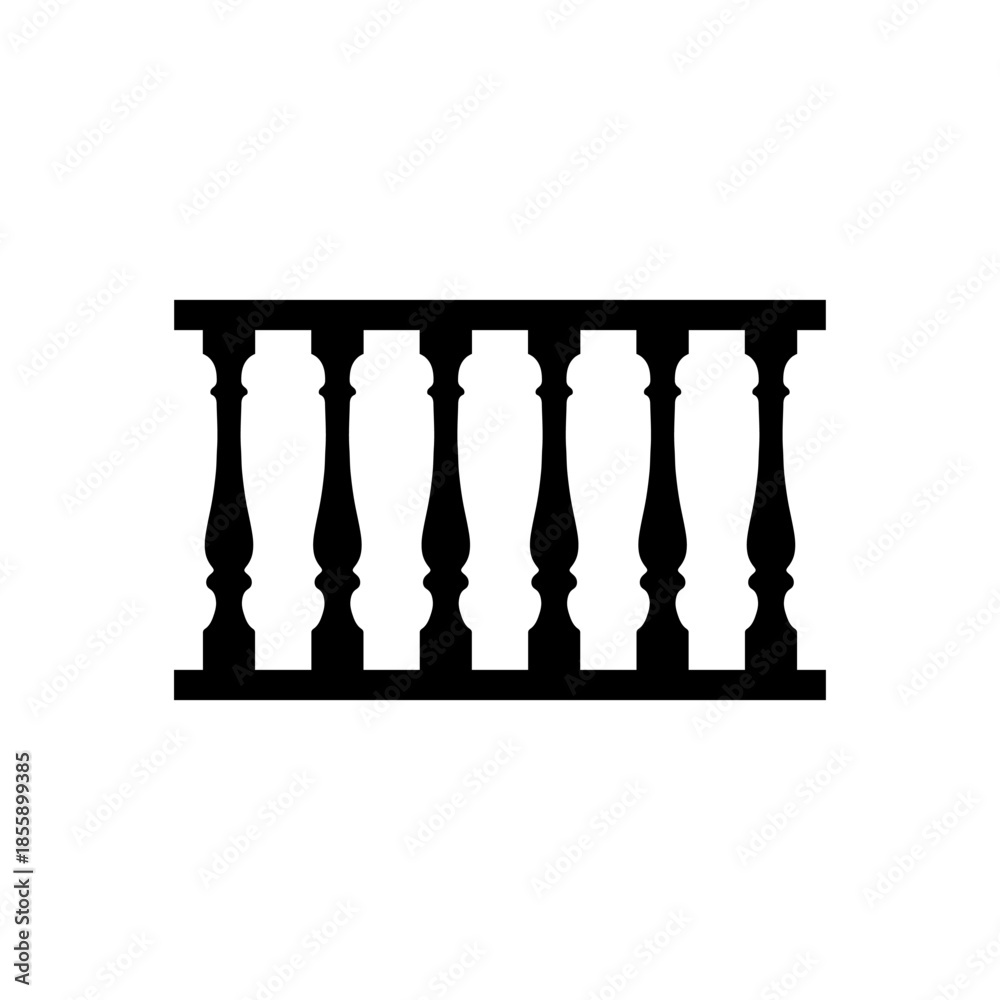 Obraz premium Wooden railing silhouette vector flat illustration design.