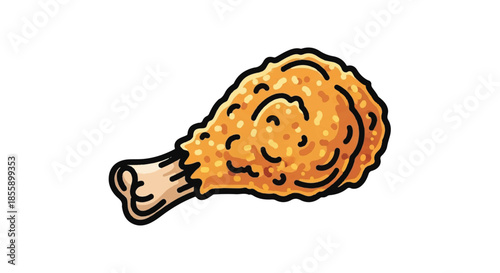 Crispy Golden Brown Fried Chicken Drumstick Illustration