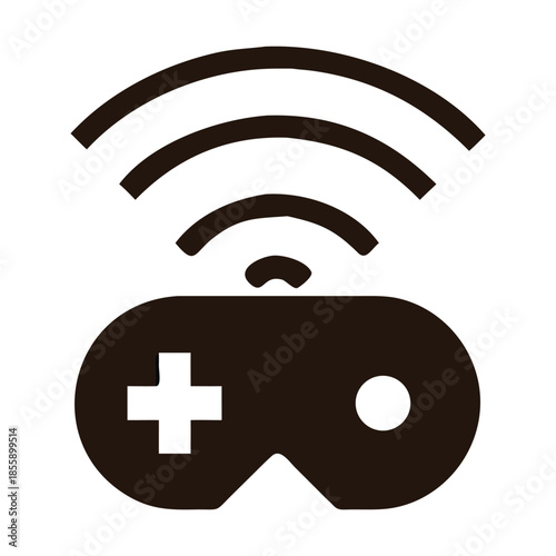 Wireless gaming controller icon symbolizing online multiplayer, cloud gaming, and remote play, representing modern interactive entertainment and digital connectivity in the video game industry