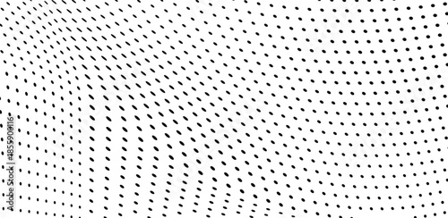 Abstract optical halftone dotted background with twisted wave and futuristic grunge texture.