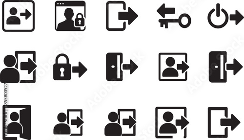   Login and logout icon set vector with sign in and sign out symbols for apps, websites and UI design.