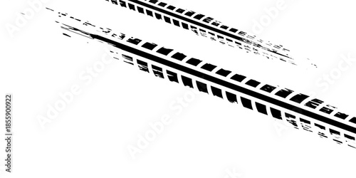 Tire track. Car, bike, motorcycle tyre mark with grunge effect isolated on white background