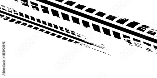 Tire track. Car, bike, motorcycle tyre mark with grunge effect isolated on white background. vector