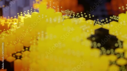 Abstract Orange Glowing Voxel Waves VJ Loop