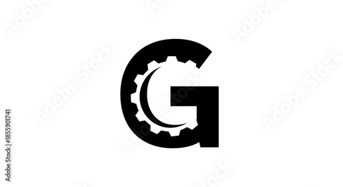 Gear shaped letter G logo design for mechanical industry.