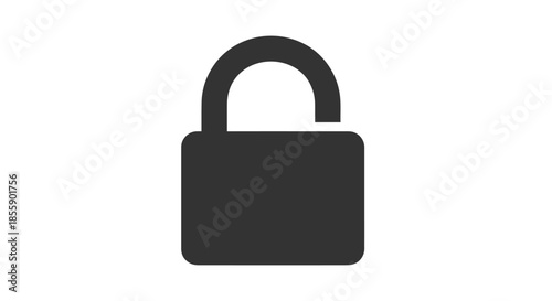 Simple Black Padlock Icon Representing Security and Privacy.