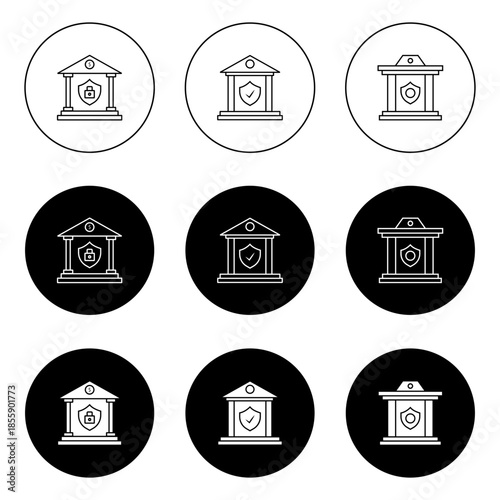 Bank Security Shield Icon Set – Financial Protection, Safe Banking, Secure Wallet, Finance Safety Icons
