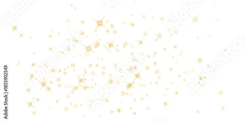 Quadro su tela Golden dust and sparkling stars isolated on transparent background