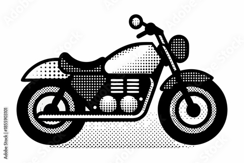 Motorcycle silhouette with halftone effect