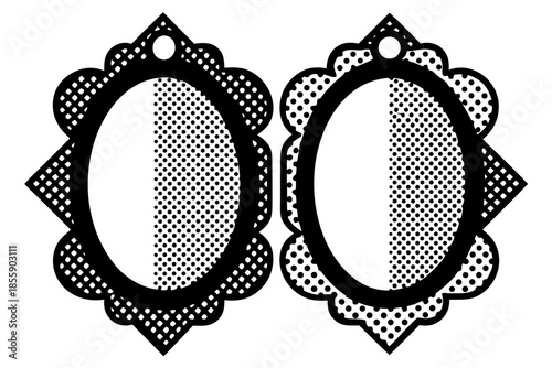 Black and white doily oval frames