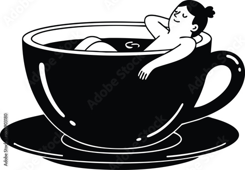 Relaxing Morning Coffee Illustration Start Your Day With Coffee Minimalist Graphic