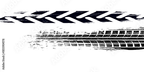 Tire track. Car, bike, motorcycle tyre mark with grunge effect isolated on white background. vector