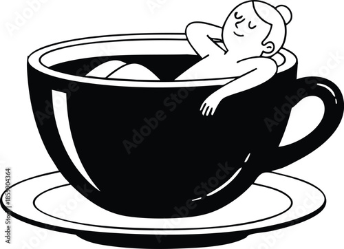 relax Morning Coffee Illustration Start Your Day With Coffee Minimalist Graphic