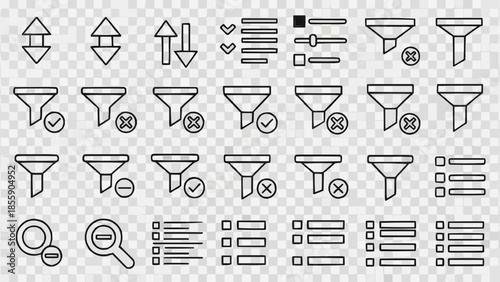 Collection of Filter and Sorting Icons for User Interface Design.