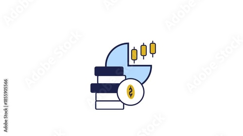 Financial Management Icon with Dollar Bill and Candlestick Chart Above Hand for Investment Concept