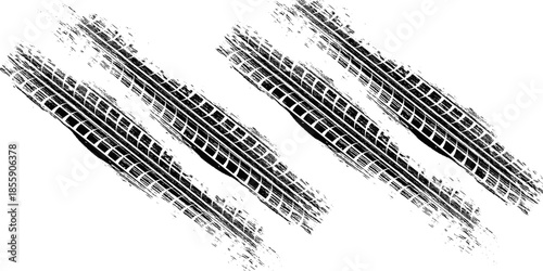 Tire track. Car, bike, motorcycle tyre mark with grunge effect isolated on white background. vector