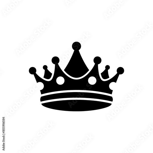 Black silhouette of a crown icon on a, symbolizing royalty and power