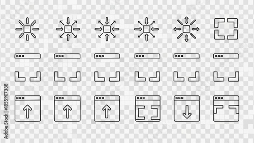 Bild auf Leinwand Collection of abstract geometric icons representing data flow and system operations