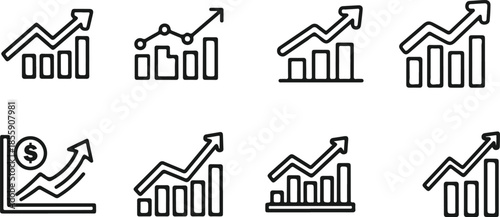 Upward trending financial and business growth charts depicting positive market performance