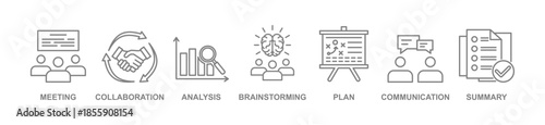 Brief banner web icon vector illustration concept for a briefing of business plan with an icon of meeting, collaboration, analysis, brainstorming, plan, communication, and summary