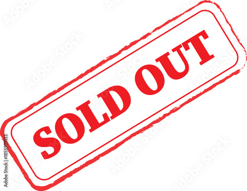 Red Rectangular Sold Out Rubber Stamp Vector - Business Seal