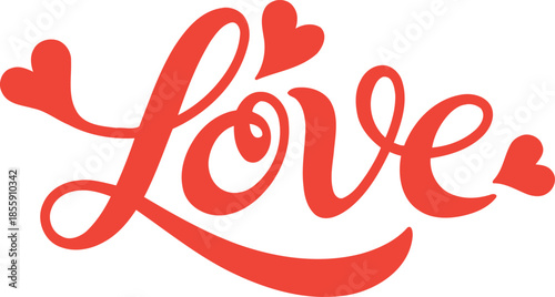 A stylized red calligraphic word love with decorative hearts on a black background, valentine's day, ove, lettering, calligraphy, typography, script, handwritten, hearts, heart shape