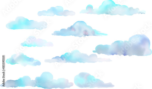 watercolor background with soft pastel clouds