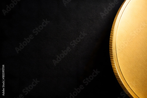 Luxury Black Background with Gold Coin Edge and Copy Space