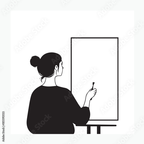 woman with a blank board