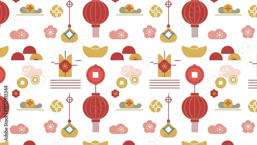 Festive Cultural Symbols Seamless Pattern for Traditional Holiday Celebration Background