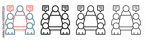 Conference Meeting Icon Different Style Outline Collection Set 