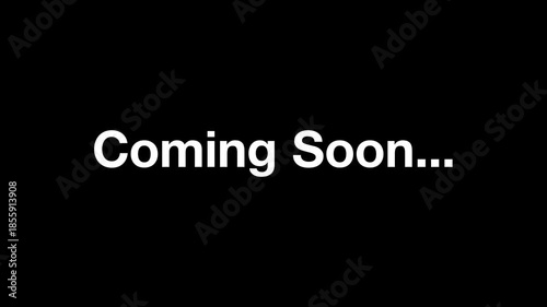 A digital announcement featuring the white text 