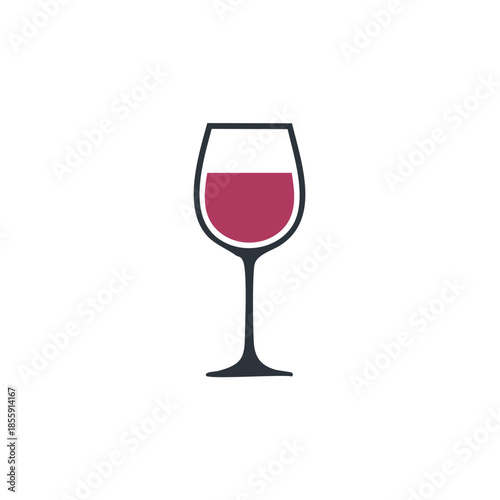 Elegant red wine glass illustration showcasing liquid refreshment, minimal design, and visual simplicity for wine-themed artwork