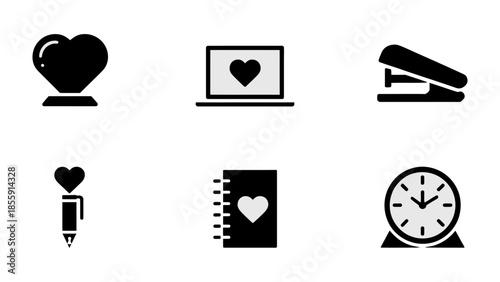 Love's Essentials: A collection of heart-themed objects representing love and affection, capturing the essence of romance.