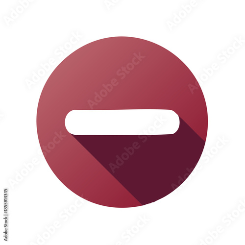 Minus Symbol Burgundy Gradient Circle Button Web Design Icon Sign Element